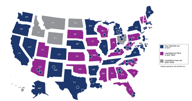 CROWN Act Passage in U.S. States