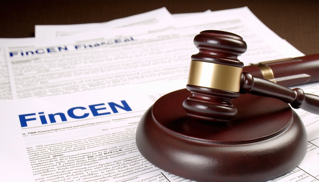 FinCEN financial rulings and the supreme court An abstract image of judicial proceedings and financial reporting A close up of a gavel with court briefings and financial infromation