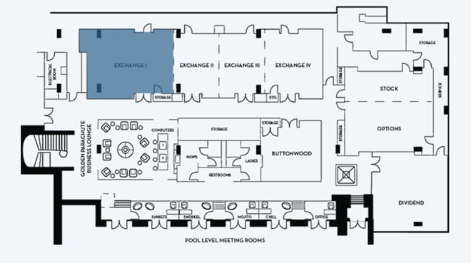 EAU Palm Beach Pool Level Meeting Room Map