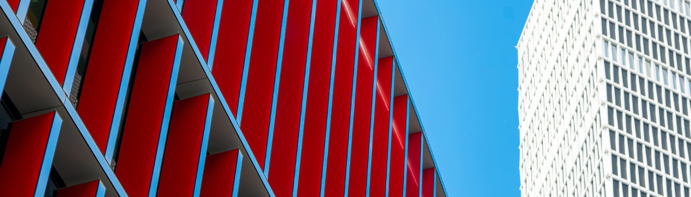 Modern skyscrapers with a view upward